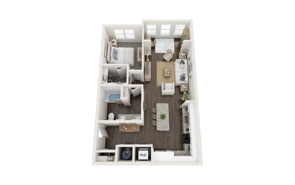 Chatham - 1 bedroom floorplan layout with 1 bath and 863 square feet.