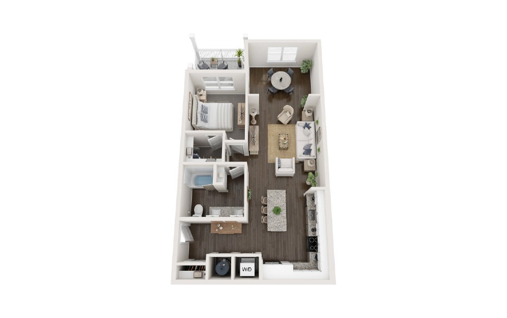 Magnolia - 1 bedroom floorplan layout with 1 bath and 924 square feet.