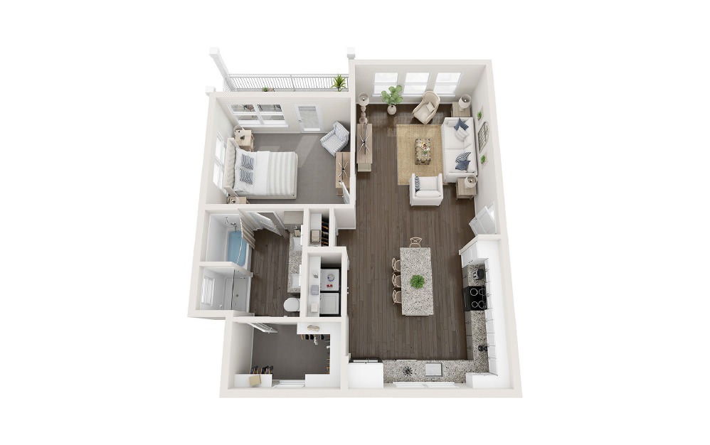 Tybee - 1 bedroom floorplan layout with 1 bath and 903 square feet.