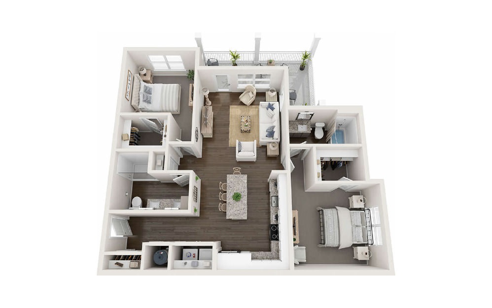 Savannah - 2 bedroom floorplan layout with 2 baths and 1170 square feet.