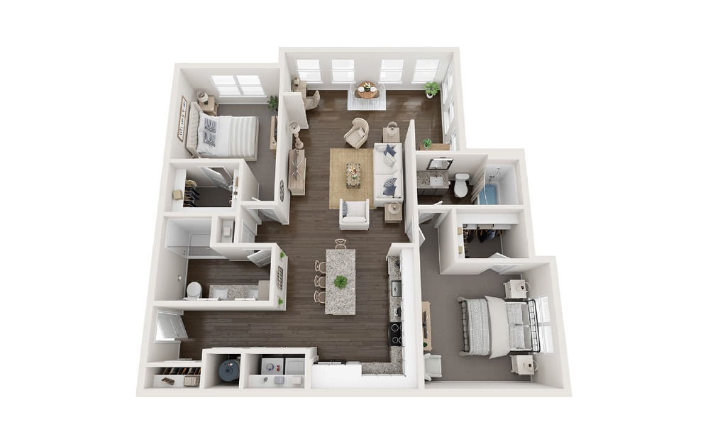 Coastal - 2 bedroom floorplan layout with 2 baths and 1314 square feet.
