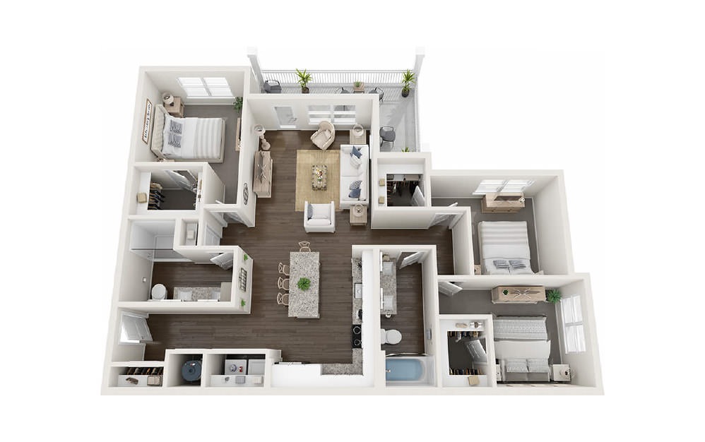 Broughton - 3 bedroom floorplan layout with 2 baths and 1329 square feet.
